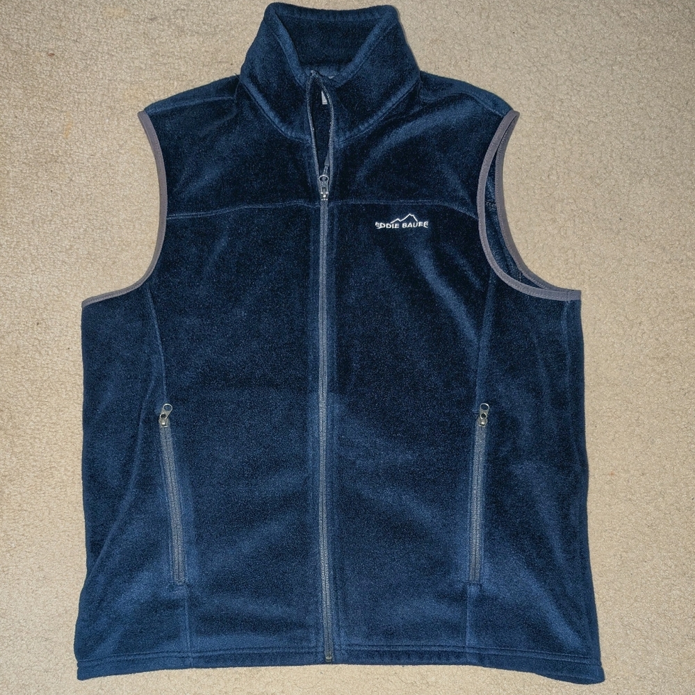 EDDIE BAUER Men's Blue Winter Fleece Full Zipper Vest - Size L